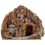 Belén de 52x55x48 cm con cascada, burro con molino y luces