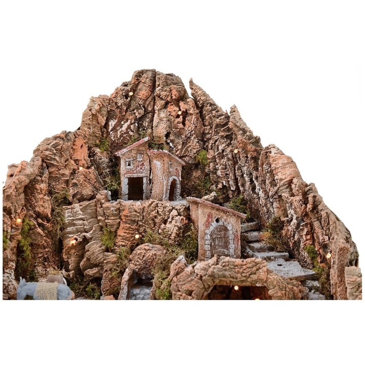 Presepe cm 52x55x48 h with waterfall, donkey with grinding and