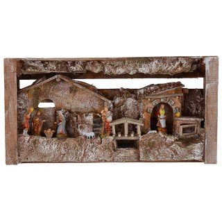 Presepe completo di statue Landi Moranduzzo con capanna e