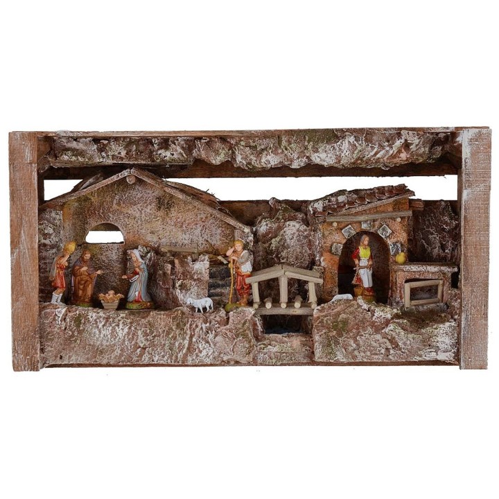 Presepe completo di statue Landi Moranduzzo con capanna e