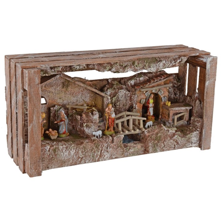 Presepe completo di statue Landi Moranduzzo con capanna e