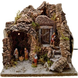 Presepe completo di statue e luci cm 25x20x25 h.