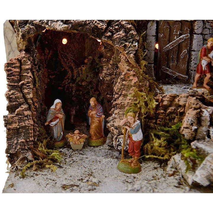 Presepe completo di statue e luci cm 25x20x25 h.