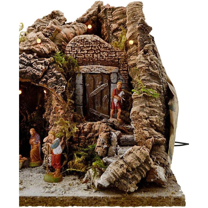 Nativity scene complete with statues and lights cm 25x20x25 h.