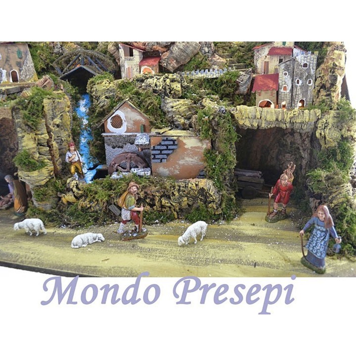 Crib full of statues landi mill, and lights cm 80x50x50