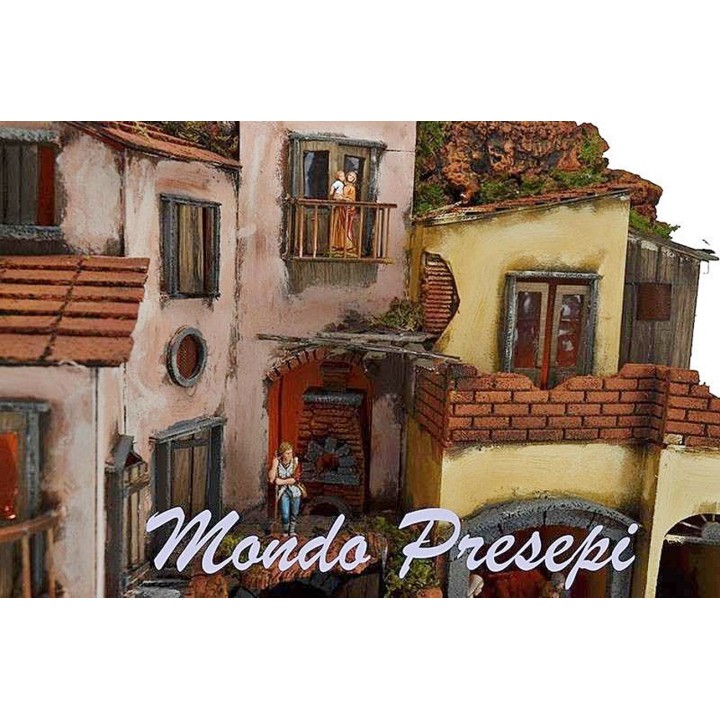 Presepe completo di statue luci e fontana cm 60x40x54 h