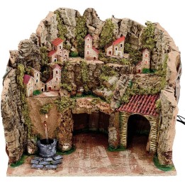 Pesebre con fuente y luces de 45x30x38 cm h.