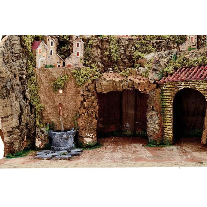 Pesebre con fuente y luces de 45x30x38 cm h.