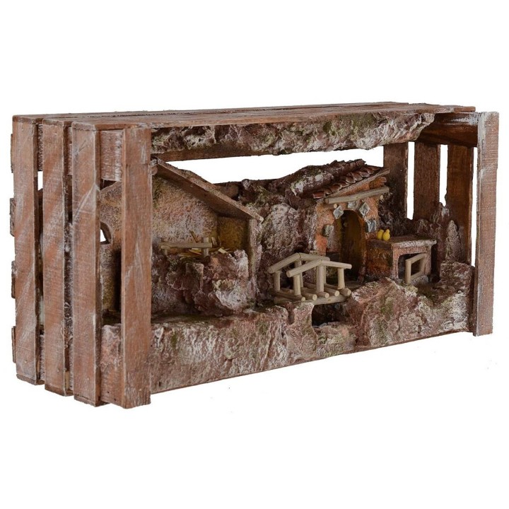 Presepe with hut and shop cm 36x11x18 h