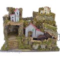 Presepe con mulino ad acqua e luci cm 50x26