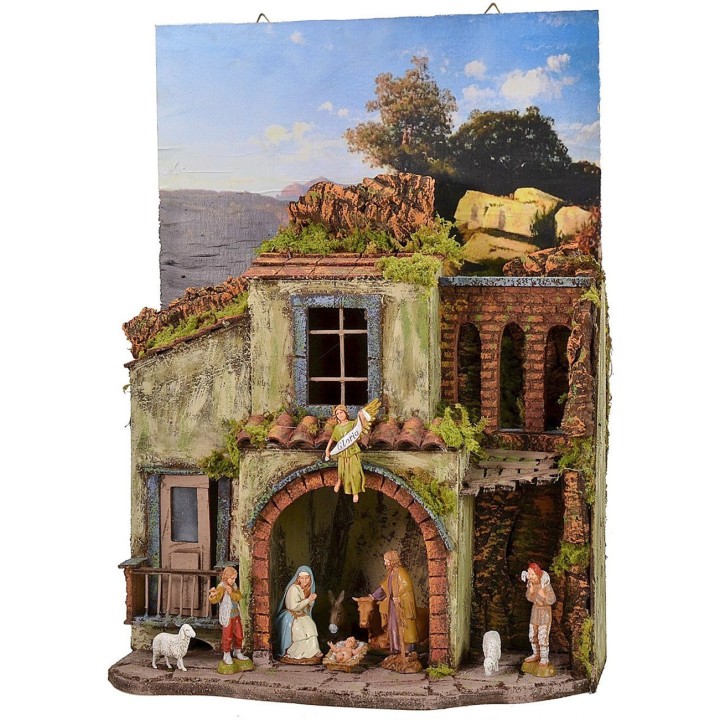Presepe con quadro da appendere completo di statue Landi cm