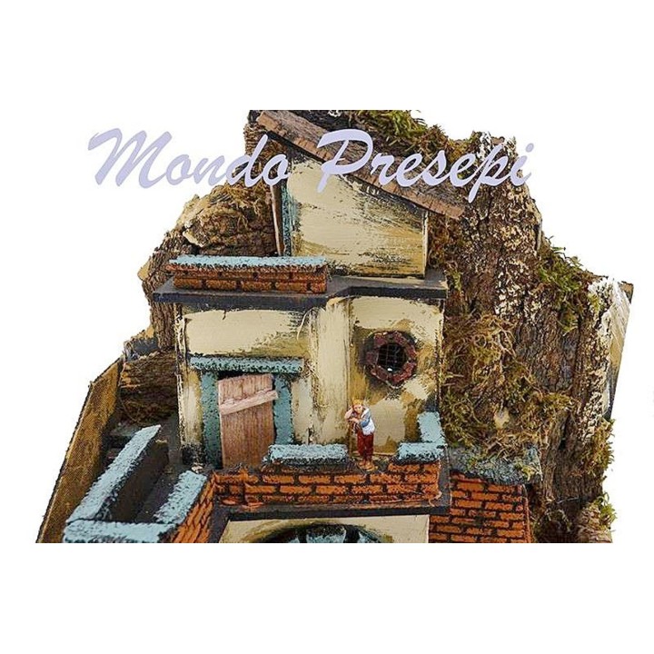 Nativity scene with statues Landi fire and lights cm 40x29x44 h.