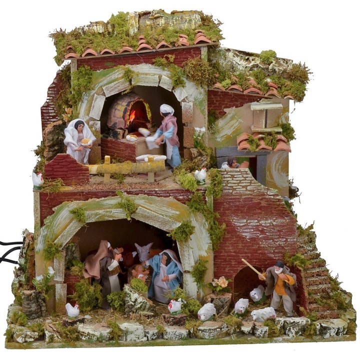 Nativity scene with moving statues cm 57x37x50 h