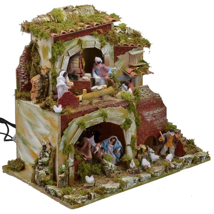 Nativity scene with moving statues cm 57x37x50 h