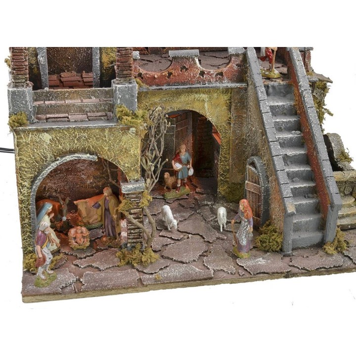 Presepe illuminato completo di statue Landi con cielo stellato