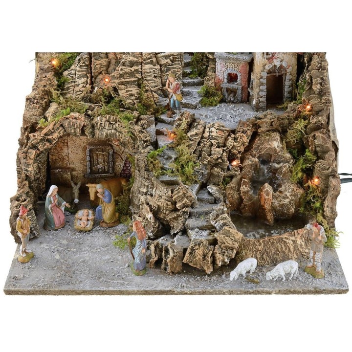 Illuminated nativity scene complete with Landi statues with