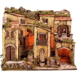Pesebre iluminado con fuente funcional de 60,5x40,5x50 cm h