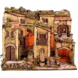 Presepe illuminato con fontana funzionante cm 60,5x40,5x50 h