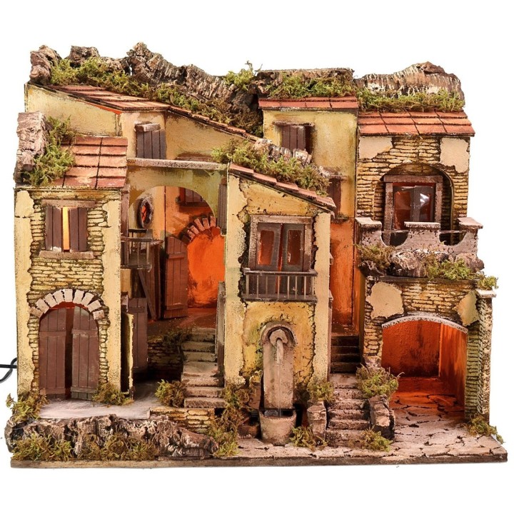 Pesebre iluminado con fuente funcional de 60,5x40,5x50 cm h
