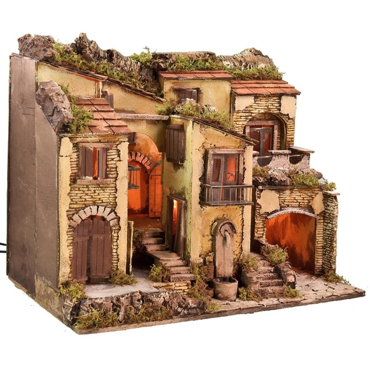 Pesebre iluminado con fuente funcional de 60,5x40,5x50 cm h