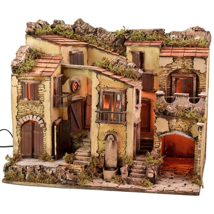Pesebre iluminado con fuente funcional de 60,5x40,5x50 cm h