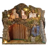 Presepe illuminated with landscape and fountain functioning cm