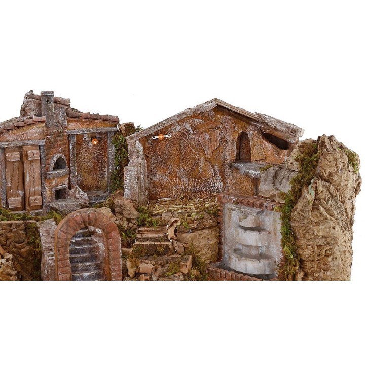 Presepe illuminated with landscape and fountain functioning cm