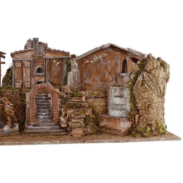 Presepe illuminated with landscape and fountain functioning cm
