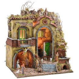 Presepe illuminato stile '700 con arco grande completo di