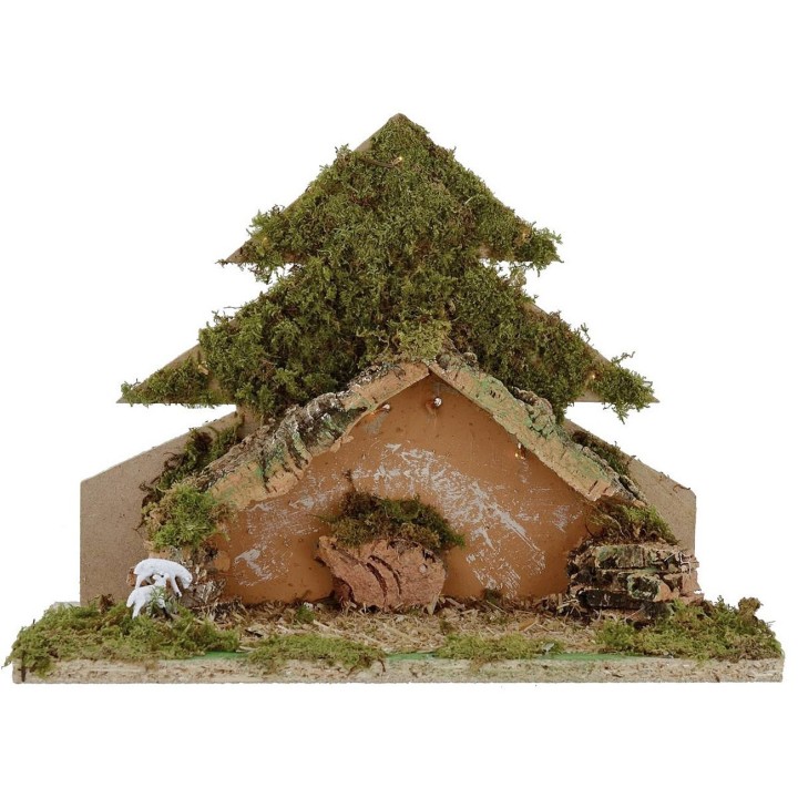 Albero con capanna illuminati con led a pile cm 33x15x25,5 h