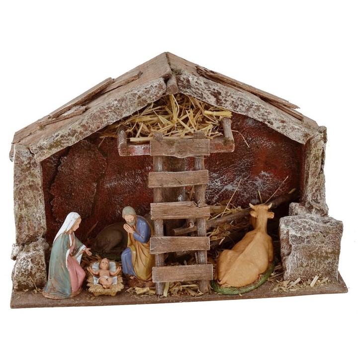 Cabaña completa con Natividad Landi 10 cm y escala cm 29x15x19 h