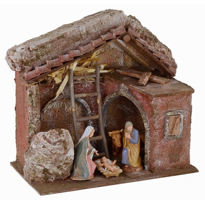 Cabaña completa de Natividad Landi 10 cm con arcos cm