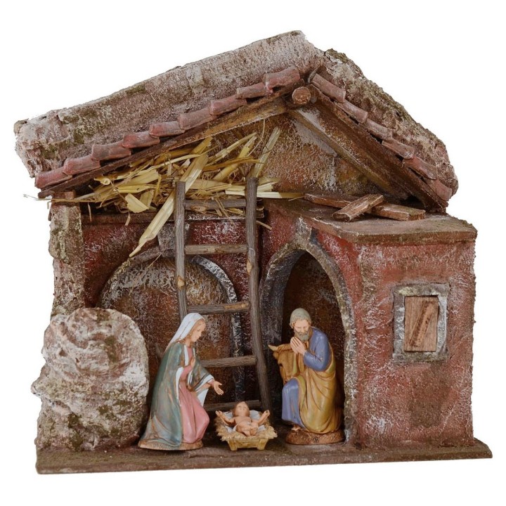 Complete Nativity Landi Hut 10 cm with arches cm 24x14.5x23.5 h