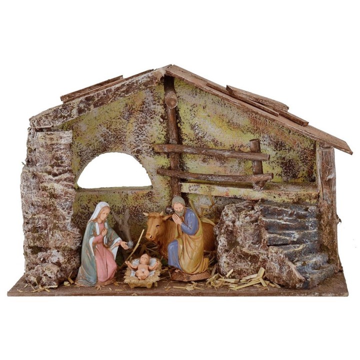 Cabaña completa de Natividad Landi 10 cm con escalinata y