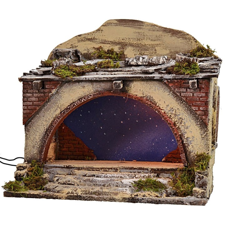 Capanna illuminata con scale e cielo stellato tremolante cm