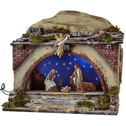 Capanna illuminata con scale e cielo stellato tremolante cm