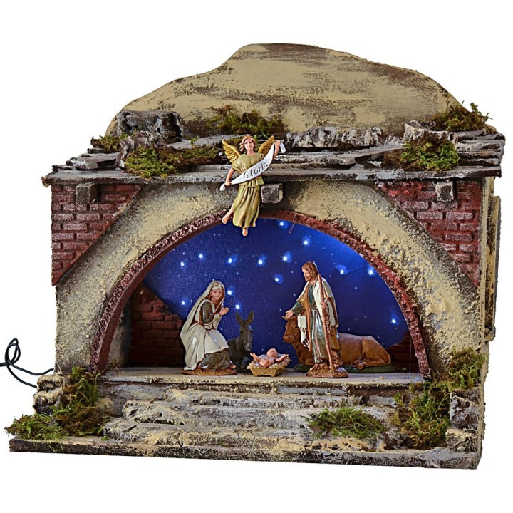 Capanna illuminata con scale e cielo stellato tremolante cm