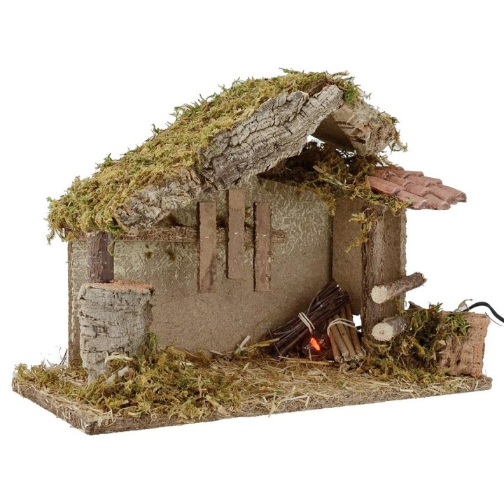Hut for presepe with fire cm 35x15x23, 5 h