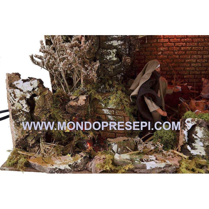 Nativity hut with moving nativity