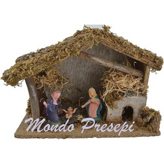 Capanna presepe con natività cm 8