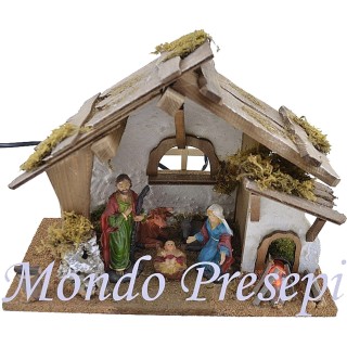 Cabin style hut with nativity and fire - Cod. 