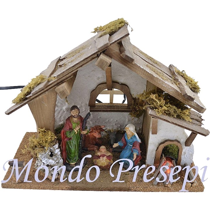 Cabin style hut with nativity and fire - Cod. 