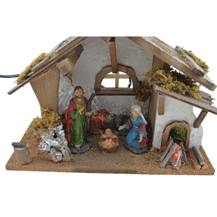 Capanna stile baita con natività e fuoco - Cod. 