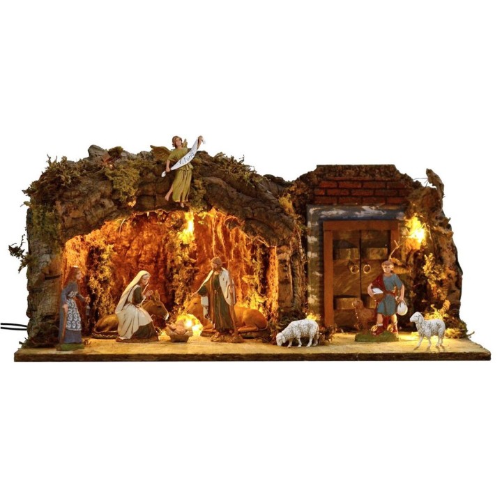 Grotta con portone illuminati cm 12 49x25x20 h completa di