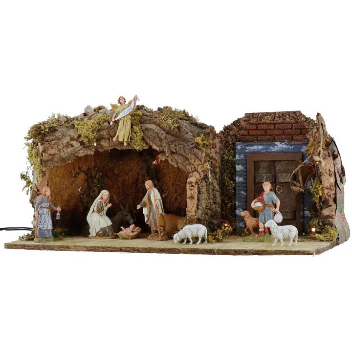 Cueva con portón iluminado de 12 cm 49x25x20 h completa con