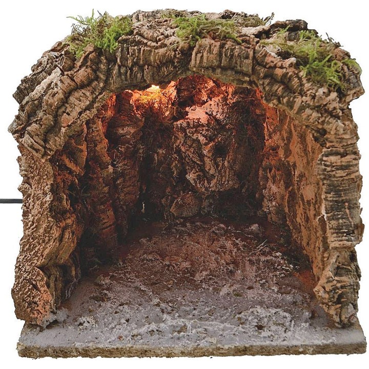 Gruta belén iluminada de 20x20x20 cm h.