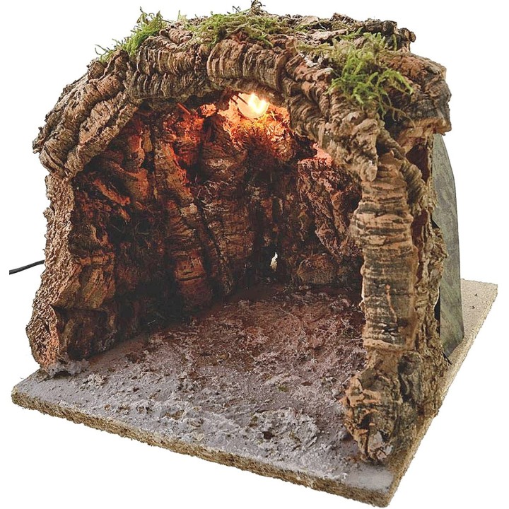 Gruta belén iluminada de 20x20x20 cm h.