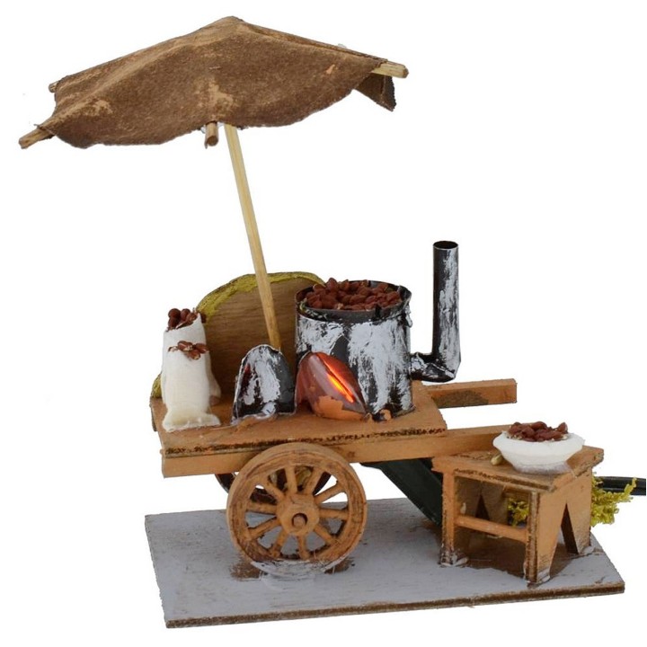 Carro castagnaro con fuoco funzionante 11x6,5x13,5 h cm per