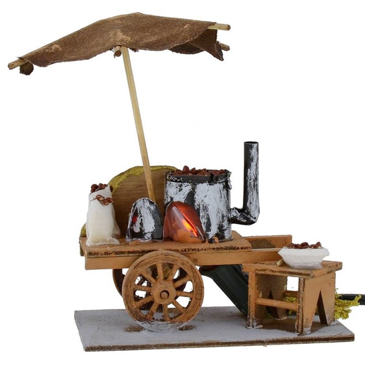 Carro castagnaro con fuoco funzionante 11x6,5x13,5 h cm per