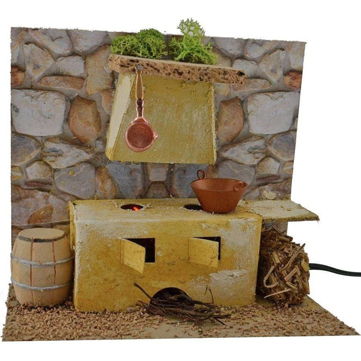 Cocina con horno funcional de 19x14x16 cm h.